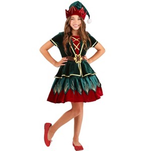 HalloweenCostumes.com Deluxe Holiday Elf Costume for Girl's - 1 of 3