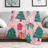 FIONECA Sweet Christmas Blanket with Heart Decorated Tree and Gift Box Pattern Pink Background 30x40 inches - 3 of 4
