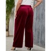 Plus Size Women Pants Elastic Waist Velvet Wide Leg Long Trousers - 4 of 4