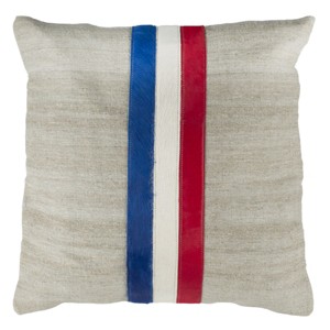 Torrance Cowhide Pillow - Grey/White/Red/Blue - 20"X20" - Safavieh - 1 of 3