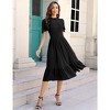 Women's Casual Short Sleeve Smocked Ruffle Crewneck High Waist Flowy Midi Dress - image 2 of 4