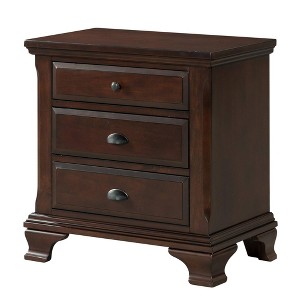 Brinley Nightstand Cherry Red - Picket House Furnishings: Mid-Century Modern Style, Laminated Finish, MDF & Metal Hardware - 1 of 4