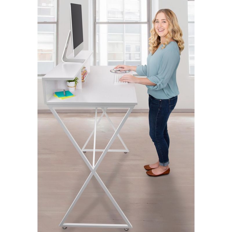 Joy Standing Desk – 48” Stand-up Workstation with Cubbies – White Finish – Stand Steady, 3 of 9