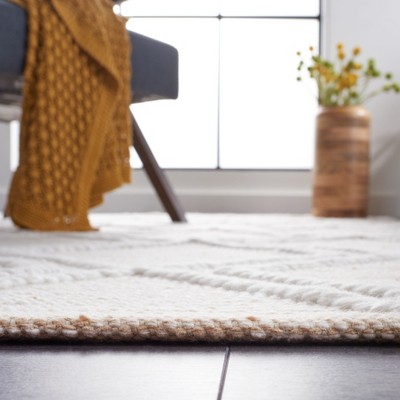 Natural Ivory Kilim Flatweave Geometric Wool Rug, 8' x 10'