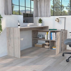 NicBex Home Office Desk L-Shape Morden Writing Desk with 2 Open Shelves, Storage Cabinet and Wooden Frame for Office, Study, Living Room - 1 of 4