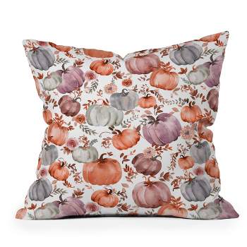16"x16" Ninola Design Pumpkins Fall Cottage Core Square Throw Pillow - Deny Designs