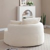 CAVINAS Round Corduroy Floor Chair,Accent Chair with 3 Pillows,Modern Boneless Foam Deep Seat Circle Chaise for Living Room,Bedroom,Office - 2 of 4