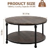 Coffee Table Round Center Table with Storage Shelf Wooden Circle Coffee Table with Sturdy Metal Legs Rustic 2-Tier Industrial Accent Center Table - 2 of 4