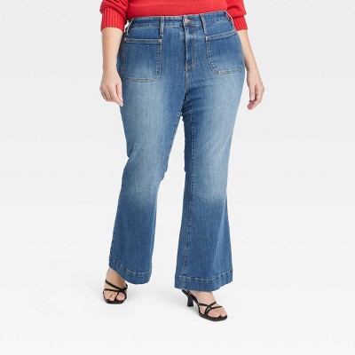 Women's High-Rise Relaxed Flare Jeans - Ava & Viv™ Blue Denim 24