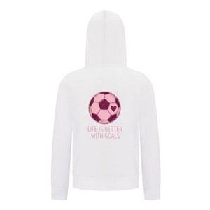 Everyday Kids Sports Collection Life-Is-Better-With-Goals Soccer Girls Zip Up Hoodie – Pink Heart Ball Graphic Sweatshirt - 1 of 4
