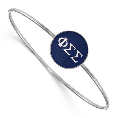Black Bow Jewelry Sterling Silver Phi Sigma Sigma Greek Life Bangle Bracelet 7 Inch