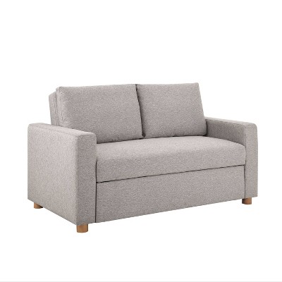 Light Gray Fabric Convertible Sleeper Sofa with Wooden Legs