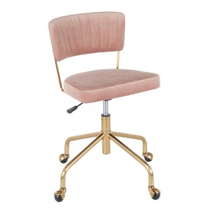 TiramisuBest Contemporary Pink Velvet Task Chair: Adjustable Height, 360 - degree Swivel, Pleated Backrest - 1 of 4