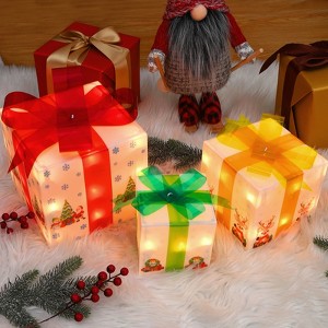 COZONY Lighted Christmas Gift Boxes - Set of 3 (Large/Medium/Small) with 50 Mini Lights, Indoor Outdoor Decor for Tree & Home Party - 1 of 4