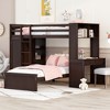 NicBex Twin Size Bunk Bed Loft Bed with Desk Pine Bed Frame with Shelves, Drawers, Wardrobe, Ladder and Guardrail, No Box Spring Required - 2 of 4