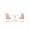 East West Furniture 3 Piece Dining Table Set, A Wood Table and 2 Beige Red Faux Leather Mid-Century Dining Chairs with Stylish Back - 2 of 4