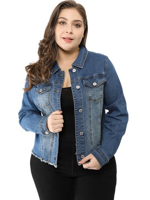 Agnes Orinda Women's Plus Size Classic Denim Casual Long Sleeve Fashion ...