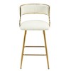 (SET of 2) 26'' Counter height bar stools Corduroy kitchen island counter bar stool with back,golden chromed base and footrest (BEIGE) - 4 of 4