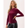 INSPIRE CHIC Women's Mock Neck Long Sleeve Ribbed Knit Solid Blouse - 2 of 4