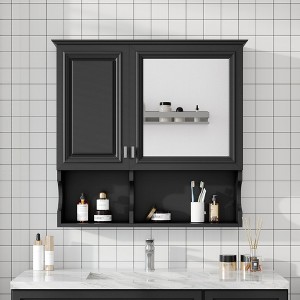 Sapphtopaz Modern Wall Mounted Bathroom Cabinet with Doors & Mirror Medicine Cabinet with Adjustable Shelf Over The Toilet Storage Cabinet - 1 of 4