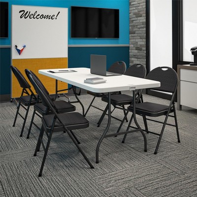Sophisticated Black Fabric Padded Folding Chair, 4-Pack