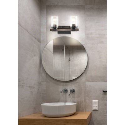 15" Bronze and Glass Cylinder Shade Direct Wired Sconce