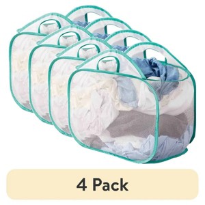 Racxily (4 pack) Mesh Pop Up Hamper, Foldable Laundry Basket for Home, Dorm, Travel & Storage, Green - 1 of 4