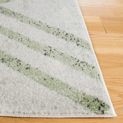 Ivory and Sage Geometric Hand-Knotted 6' x 9' Rug