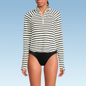 Lands' End Women's Long Sleeve Rash Guard Cover-up UPF 50 - 1 of 4