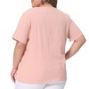 Agnes Orinda Women's Plus Size Lightweight Soft Short Sleeve Round Neck Cotton Linen Casual T-Shirts - 3 of 4