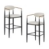 Modern Counter Height Bar Stools with Upholstered Seats, Sturdy Iron Frame, and Comfortable Foam Cushion (Set of 2)-Coolbibila - 3 of 4