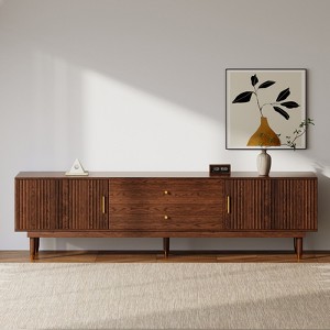 LOVSON Mid-Century Modern TV Stand, 78.7-Inch Walnut Entertainment Center with Storage Drawers, Living Room Bedroom Media Console - 1 of 4