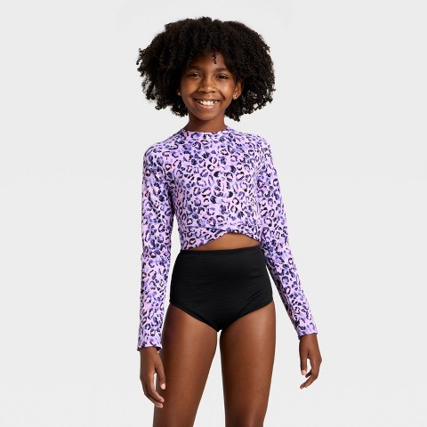 Детские купальники Art Class Girls' Leopard Dreams One Piece Swimsuit - art class™ Purple L