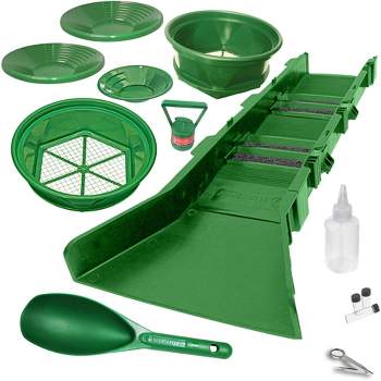 53 inch Sluice Box Compact Gold Panning Kit; portable sluice box and 2  classifier sifting pans; huntley spoon; paydirt scoop; classify while you