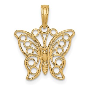 Black Bow Jewelry 14k Yellow Gold Polished Cutout Butterfly Pendant, 16mm - 1 of 4