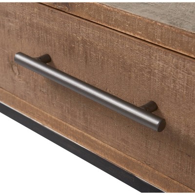 Rustic Wood and Metal Console Table with Dual Storage Drawers