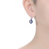 Guili Sterling Silver White Gold Plated Sapphire Blue Cubic Zirconia Leverback Earrings, a Stunning Fusion of Sparkling Elegance and Luxury - 3 of 4
