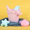 Silicone Beach Toys - Modern Travel Set Bucket, Shovel, 4 Molds, Bag Sand Toys, Pink - 2 of 4