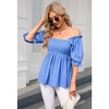 WhizMax Women's Summer Top Short Sleeve Square Neck Blouses Ruffle Smocked Peplum Babydoll Blouse Tunic Tops - 2 of 4