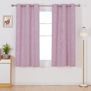 Deconovo Gold Line 52 Width Curtain Panel Pair (2 Panel) - 1 of 4