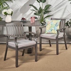 GDFStudio Outdoor Aluminum Dining Chairs with Cushion (Set of 2), Gray - 1 of 4