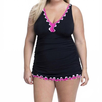 Women's Ruffled V-neck Swimdress - Plus - Profile By Gottex