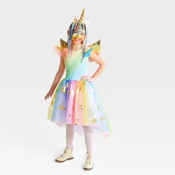 Kids' Rainbow Unicorn Halloween Costume Dress with Headpiece - Hyde & EEK! Boutique™