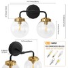 POWLIG 14.17-in 2-Light Black&Gold Bathroom Light Fixtures Over Mirror Vanity Lighting with Clear Glass Globe Shades - 2 of 4