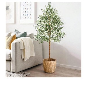 83 Inches Artificial Olive Tree Artificial Plant Faux Plant For Home Decor Indoor Outdoor Office 7 FT Decorative Fruit - 1 of 4