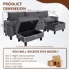 MyDepot Sectional Sofa Corduroy Cloud Couch, 3 Seats with 2 Ottomans, Beige - 4 of 4