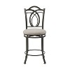 Linon Calif Metal Curved Patterned Backrest and Beige Padded 360 Degree Swivel Seat Counter Height Barstool Pewter: Upholstered, Powder-Coated Finish - 4 of 4