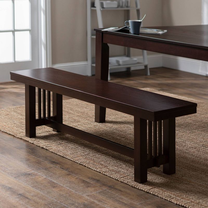 60" Cappuccino Wood Kitchen Dining Bench - Saracina Home, 3 of 9