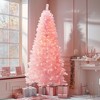 LuxenHome 6.5Ft Pre-Lit Pink Full Artificial Christmas Tree - 2 of 4