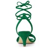 Allegra K Women's Kitten Heel Lace Up Suede Heeled Sandals - 3 of 4